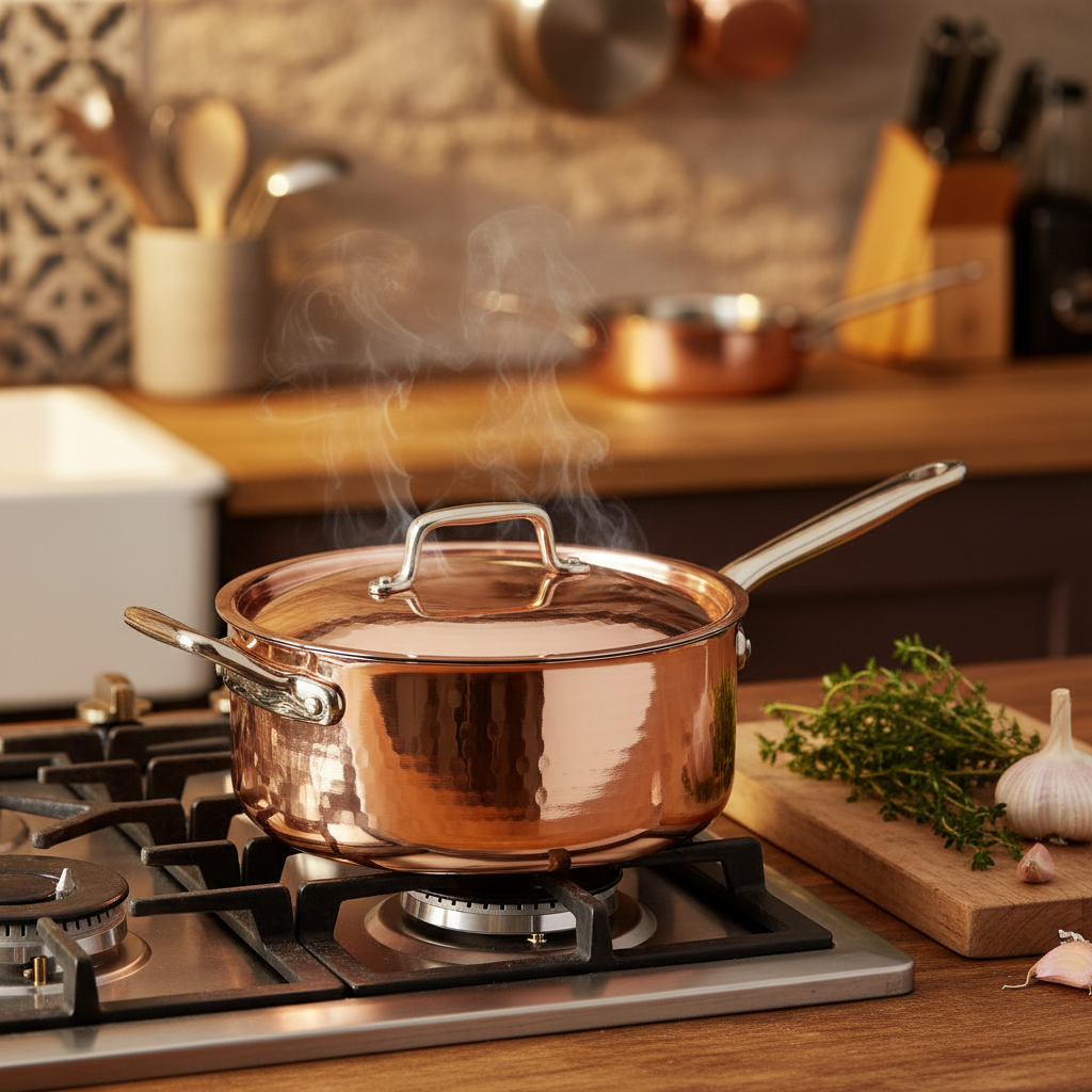 Casserole Cuivre 18cm - ambiance cuisine chaleureuse