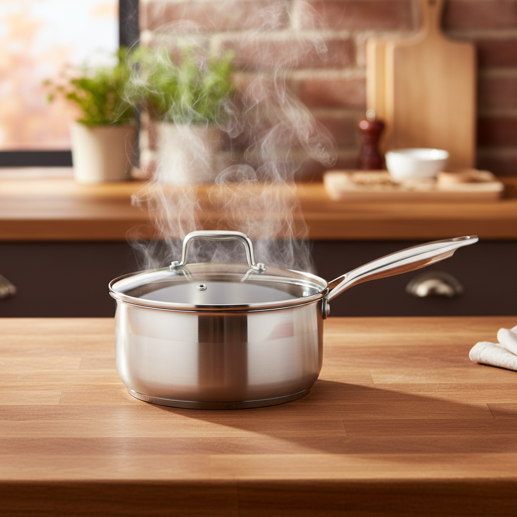 Casserole Inox 20cm Induction sur bois chaud avec vapeur