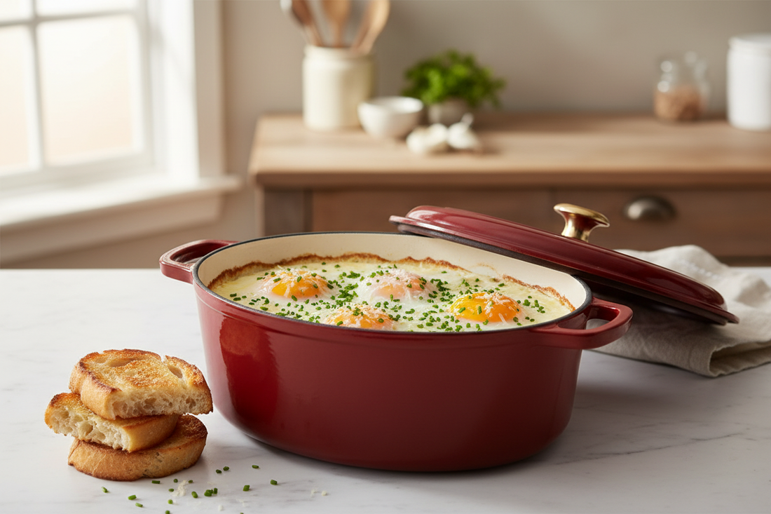 Œuf cocotte au four : la recette facile et gourmande à la cocotte en fonte