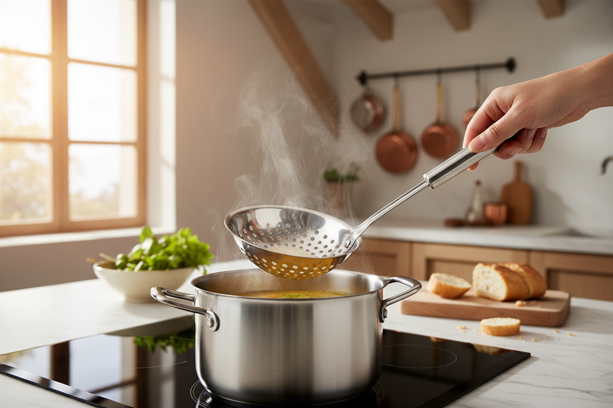 Écumoire Inox Professionnelle 304 lifestyle cuisine française