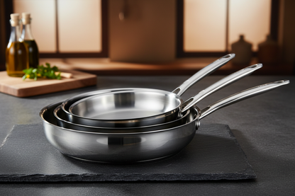 Set de Poêles en Inox 3 Pièces - fond ardoise
