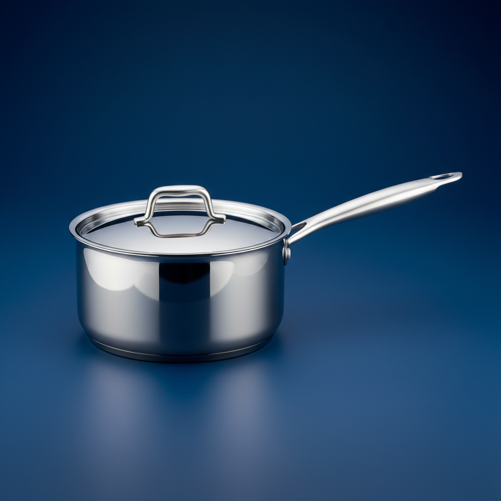 Casserole en Inox 28cm Professionnelle sur fond bleu royal