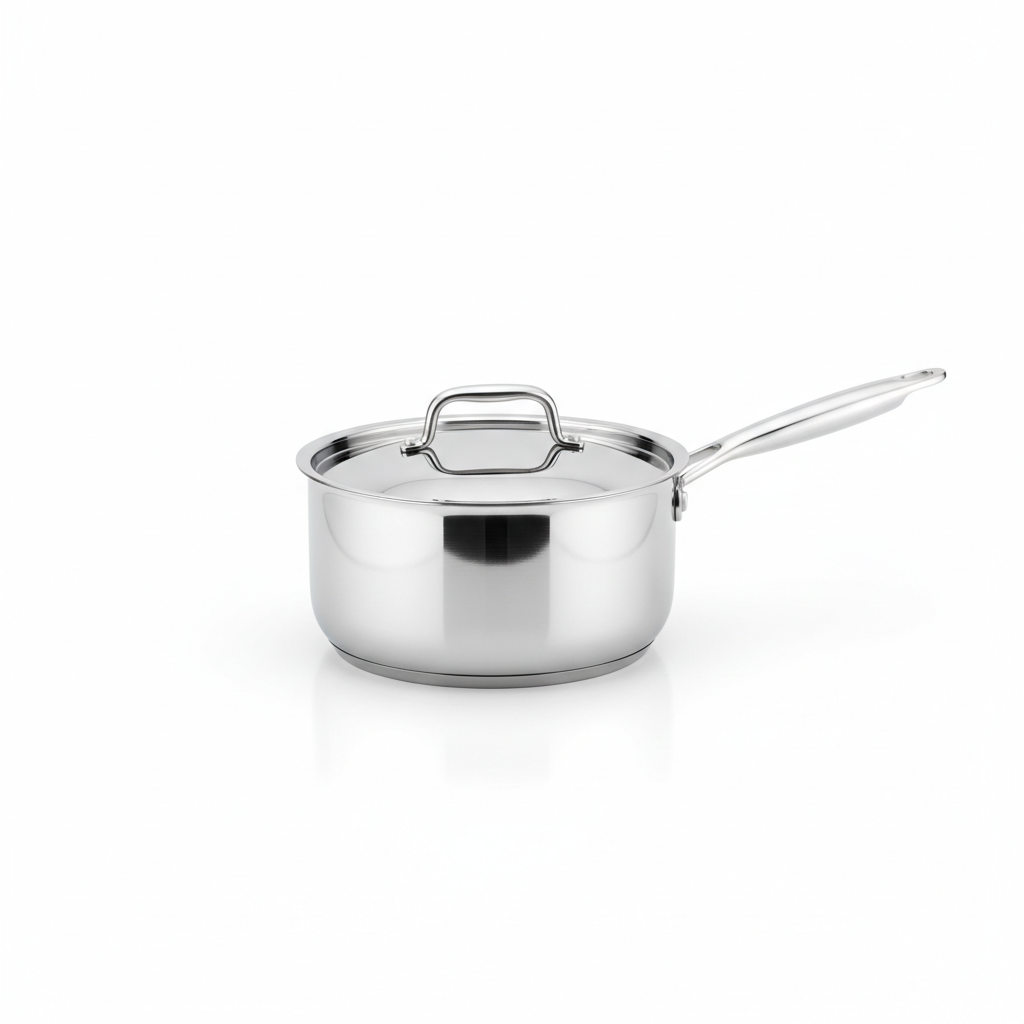 Casserole induction 30cm premium sur fond blanc avec ombre douce