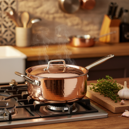 Casserole Cuivre 18cm - ambiance cuisine chaleureuse