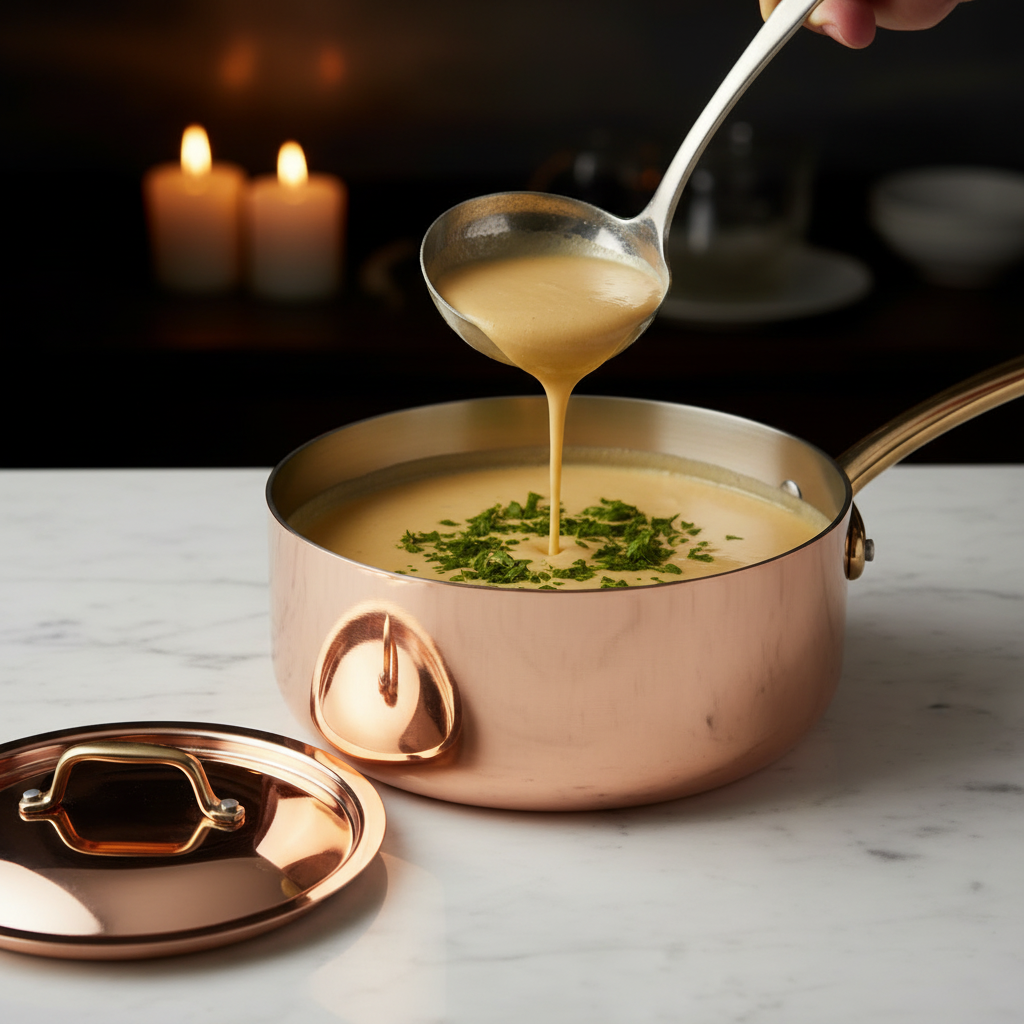 Casserole Cuivre 24cm Professionnelle - sauce beurre blanc élégant