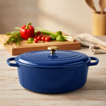 Cocotte Fonte 28cm Ovale bleue — lifestyle cuisine