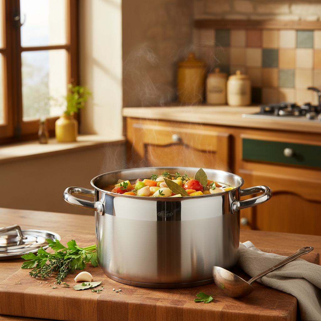 Marmite inox 24cm ouverte vapeur légumes cuisine française