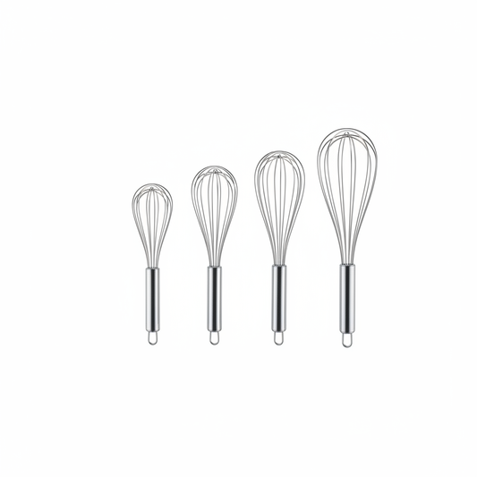 Fouet Inox Professionnel Set 4 Tailles fond blanc