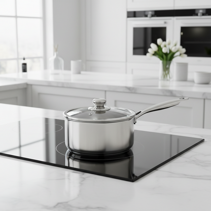 Casserole Inox Professionnelle 30cm sur fond bleu ciel