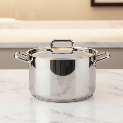 Marmite Inox 28cm Professionnelle — marbre blanc lumière dorée