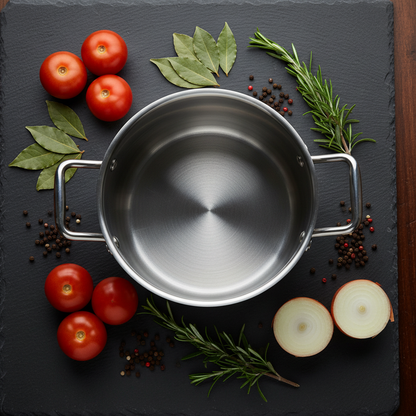Marmite Inox 28cm Professionnelle - flat lay style magazine