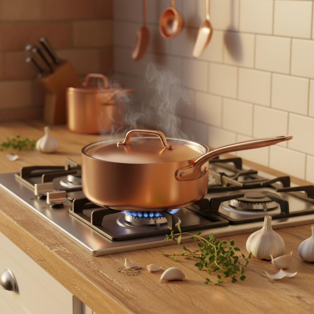 Casserole Cuivre 20cm - ambiance cuisine chaleureuse