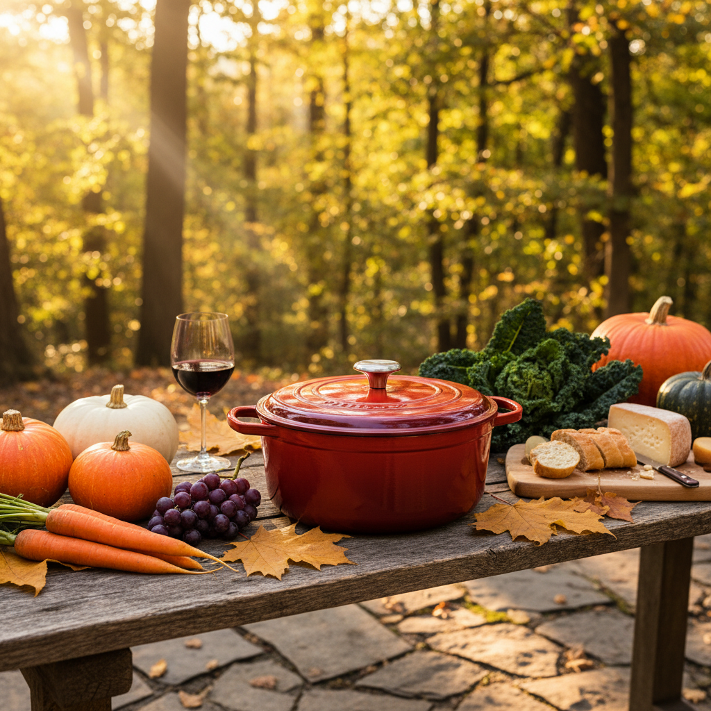 Cocotte fonte émaillée 30cm style outdoor campagne française