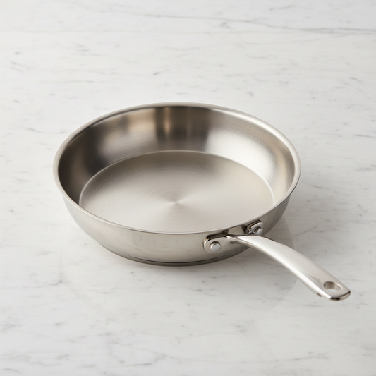 Poêle Inox 24cm — marbre blanc lumière dorée
