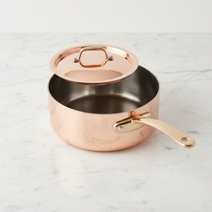 Casserole Cuivre 24cm Professionnelle — marbre blanc lumière dorée